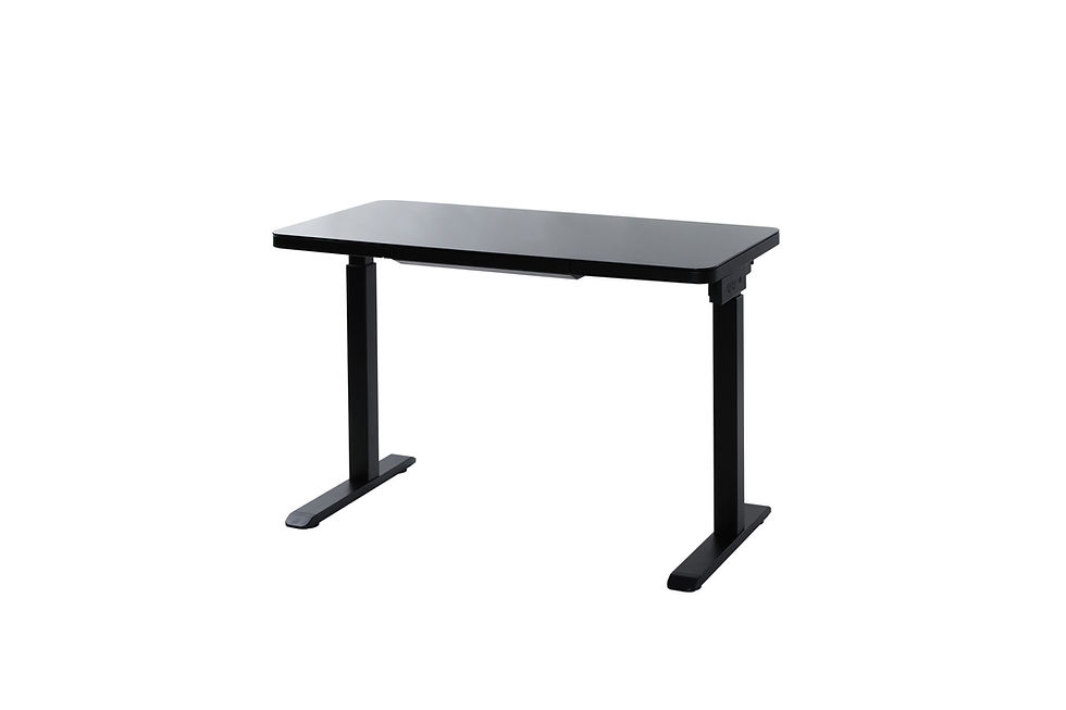 Thumbnail: Glass Electric Standing Desk with Drawer - 45 x 23 Inch Tempered Glass Dual Moto
