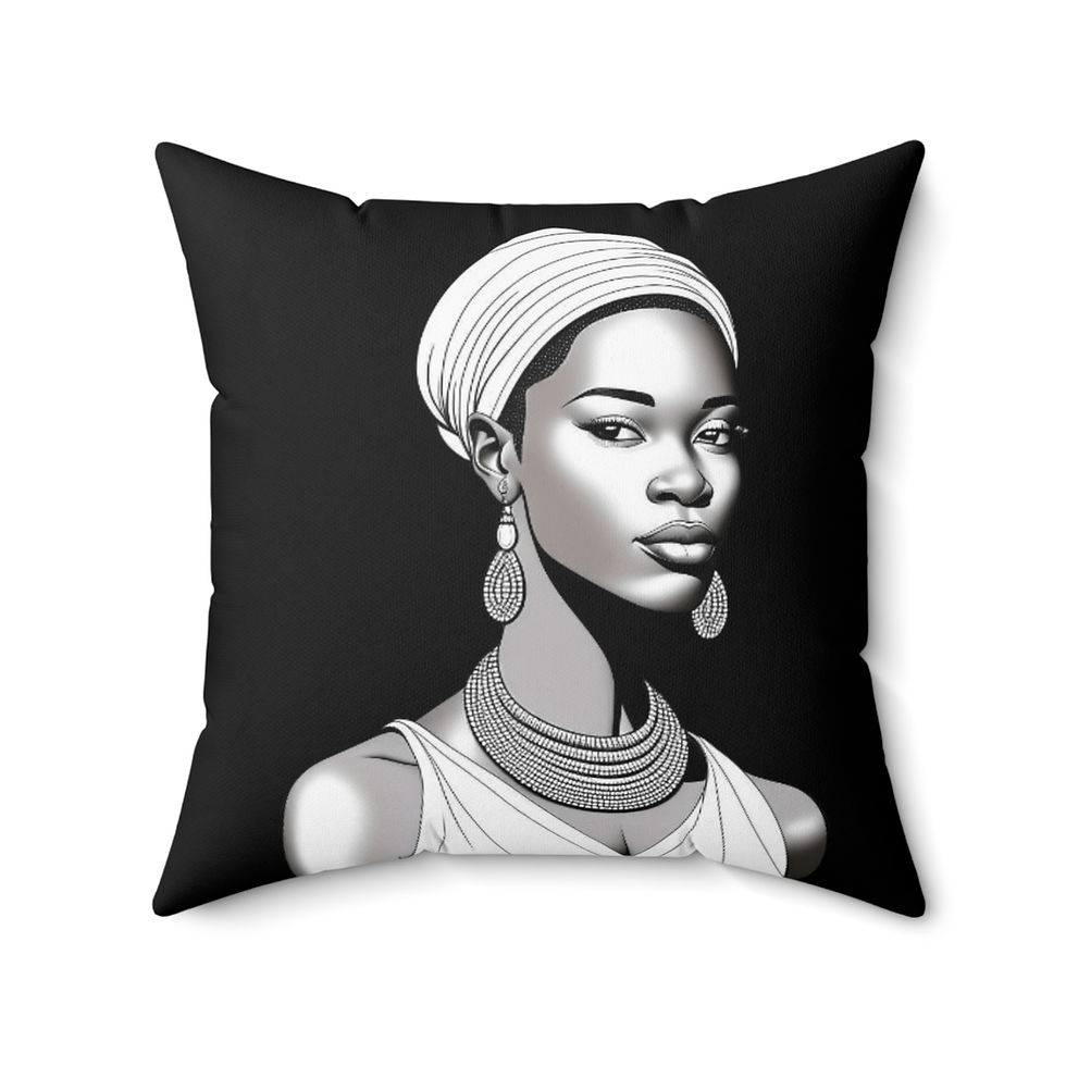Thumbnail: Black Woman Beauty Tribute Square Throw Pillow | Cultural Portrait Accent | Gift
