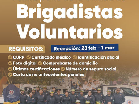 Protección Civil Municipal convoca a integrar el grupo de brigadistas voluntarios