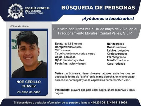“Lo vi salir y nunca volvió”: Noé Cedillo desapareció el Día de las Madres en Ciudad Valles