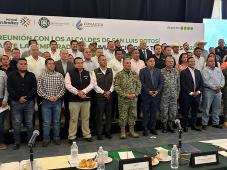 El Gobernador de SLP se reúne con alcaldes para definir acciones de prevención y acción ante la temporada de lluvias y ciclones tropicales.