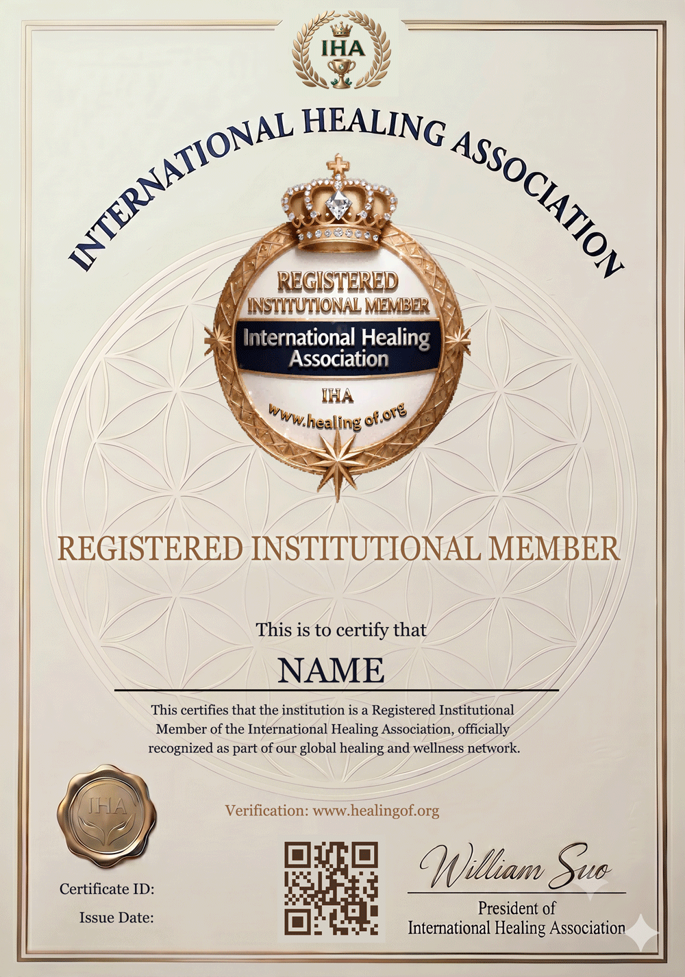 REGISTERED INSTITUTIONAL MEMBER Certificate