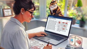 Woman writing about AI-assisted content