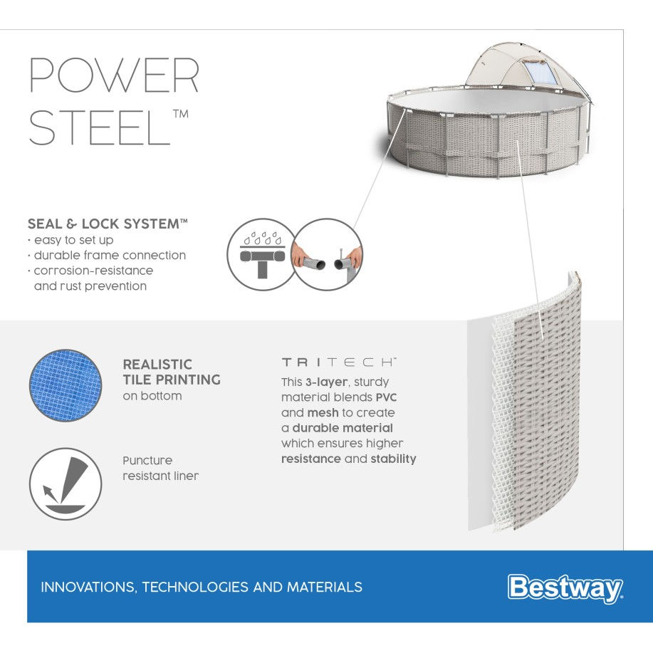 Miniaturbild: Bestway Power Steel Pool Set 396x107 mit Sonnenschutz