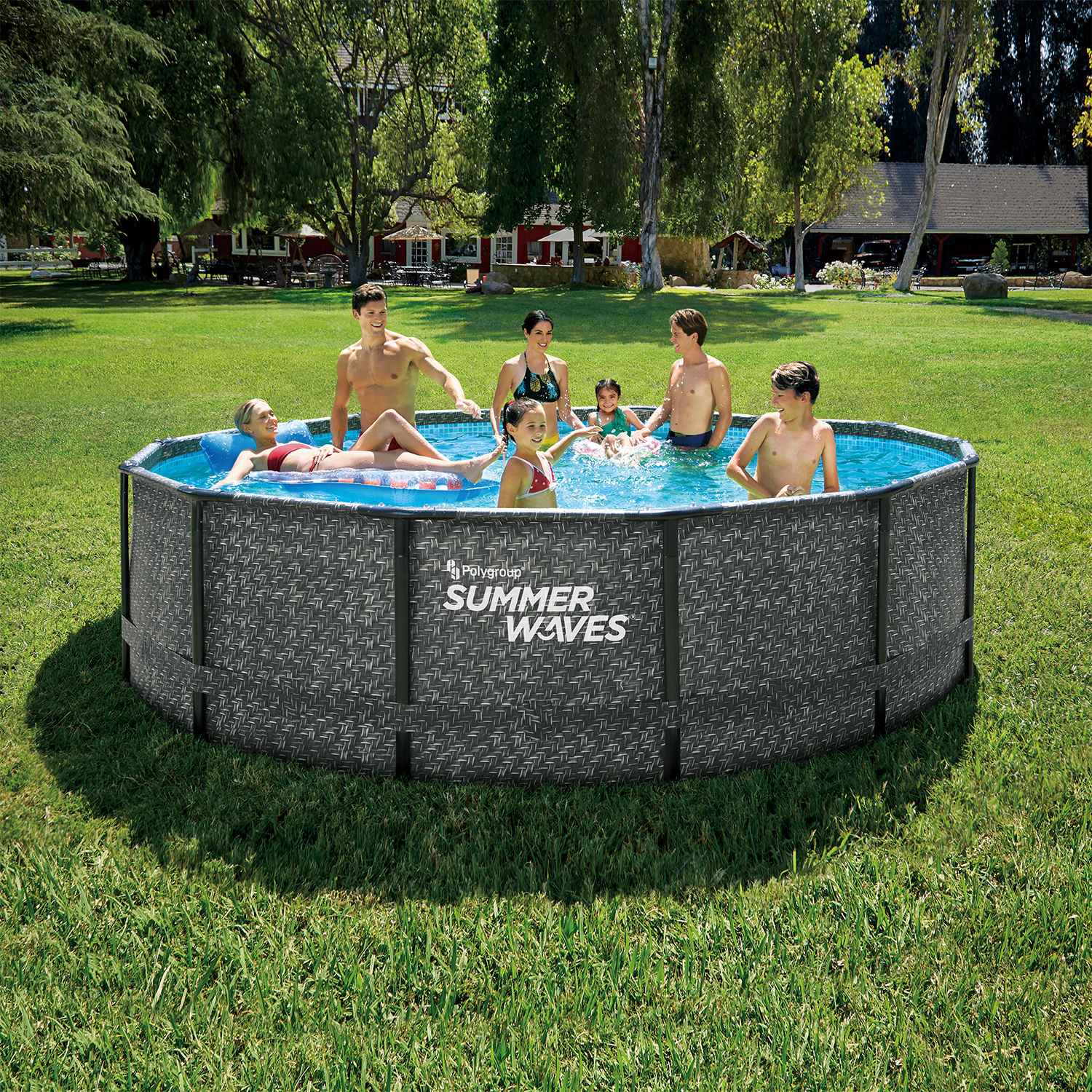 Summer Waves Elite Rundpool Ø427x107 cm rattan grau