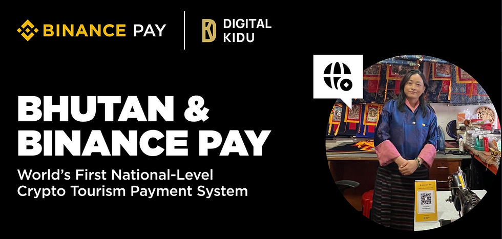 Bitcoin coin integrated with a scenic view of the Himalayan mountains in Bhutan.