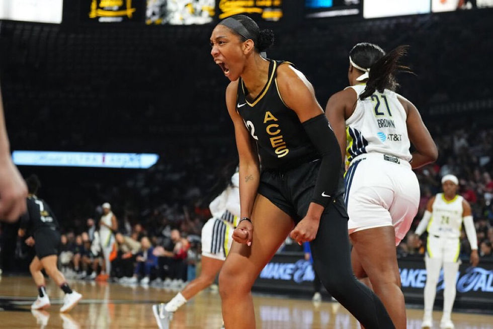 A'ja Wilson celebrating
