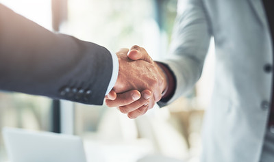 Trust, handshake and business people in office for deal, welcome or onboarding for b2b col