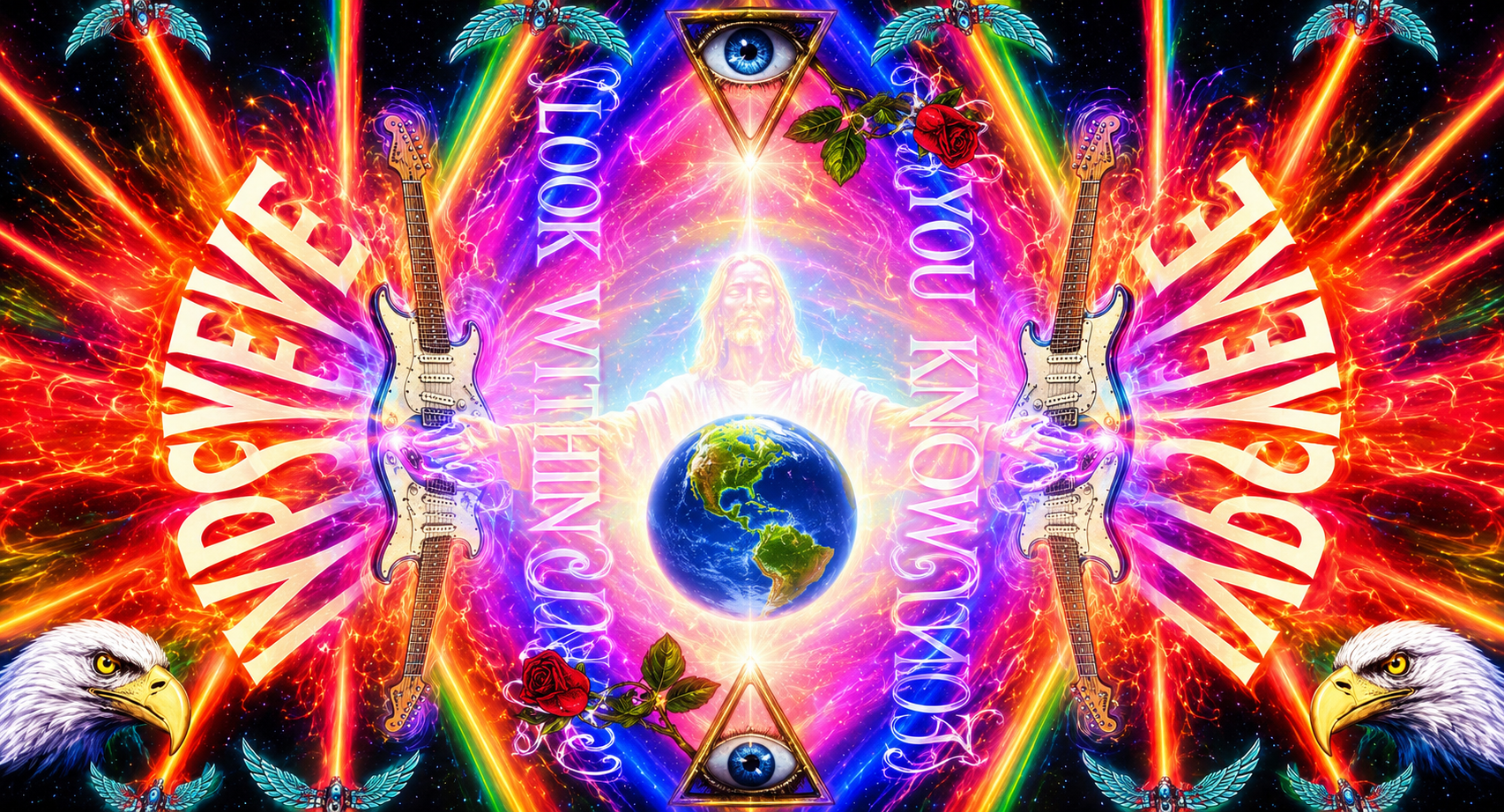 JYPSYEYE ARTWRX tunnel remake. A rainbow tunnel with the Earth and the word JYPSYEYE on either side.