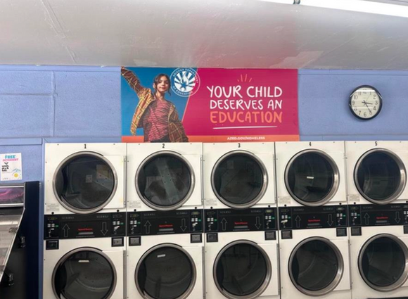 Image of campaign asset in a laundry mat