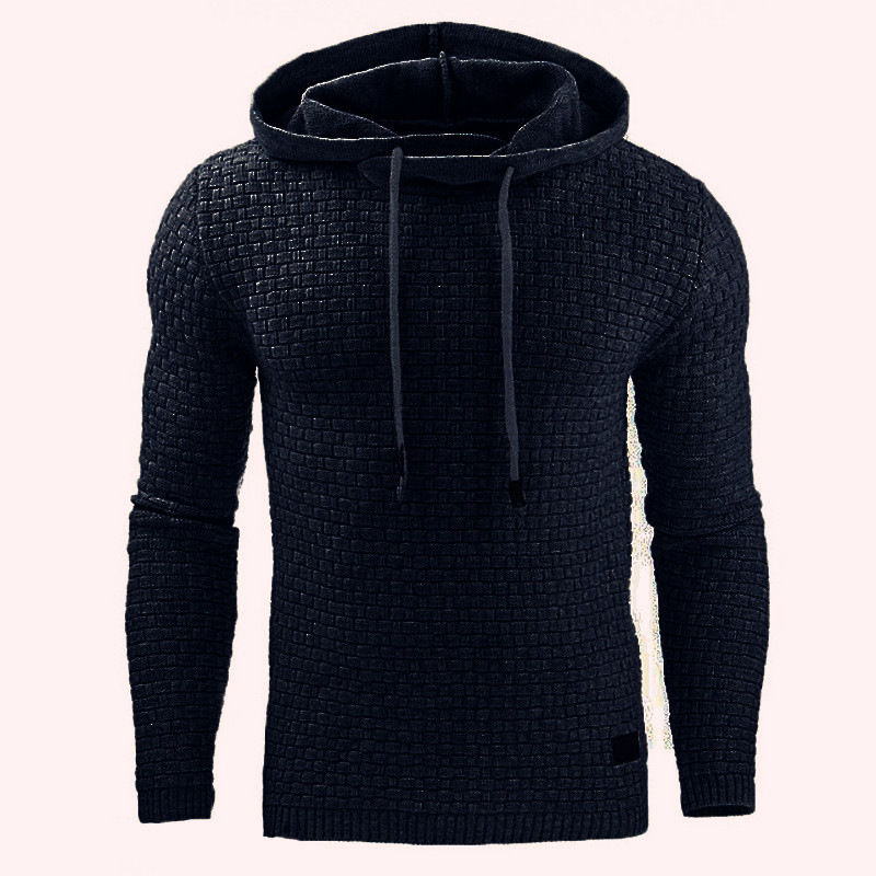 Thumbnail: European and American Men Jacquard Sweater Long-sleeved Hoodie Warm Color Hooded