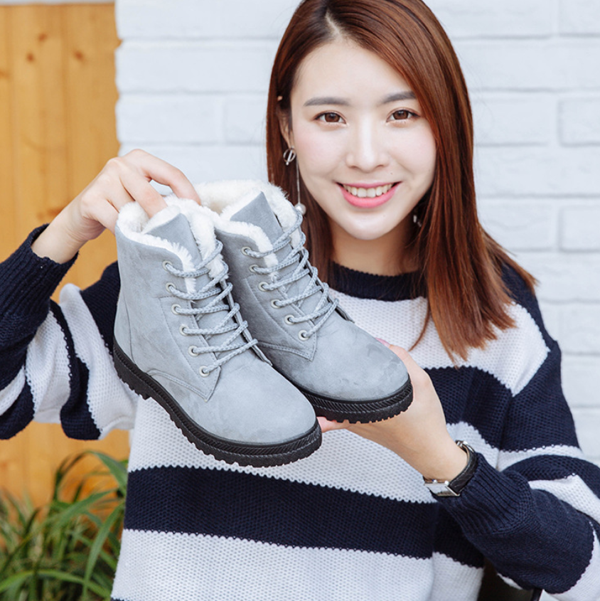 Thumbnail: Winter New Women Snow Boots Flat With Large Size Casual Cotton Shoes Trend Women