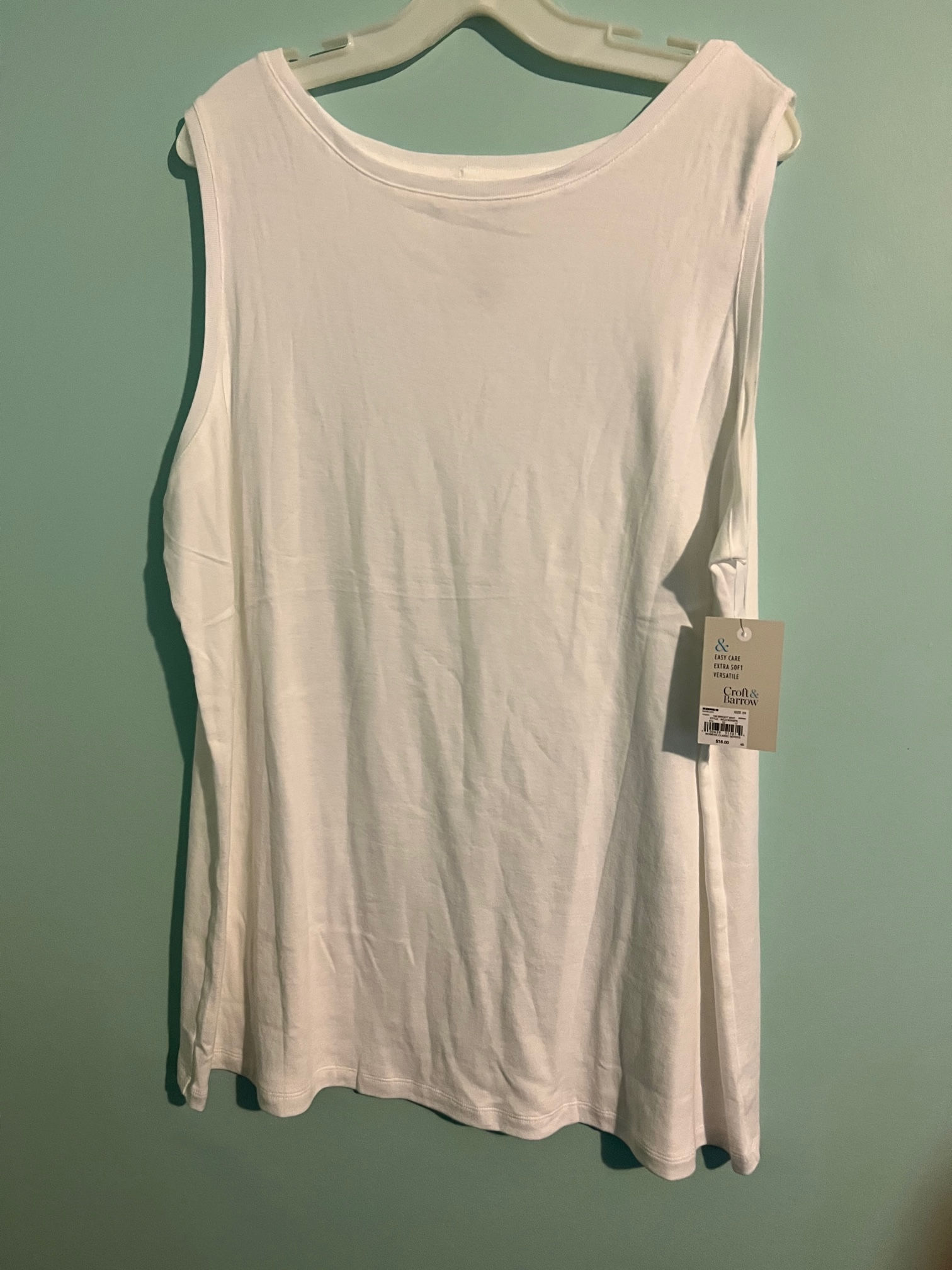 Women Tank Top - Croft & Barrow - Size: 2X - Color: White