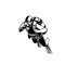 make this an outline of a scuba diver, j