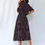 Thumbnail: R+T (Black/Purple) Women's Elastic Waist Dress