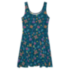 Weomepe Spring Floral Skater Dress - Teal