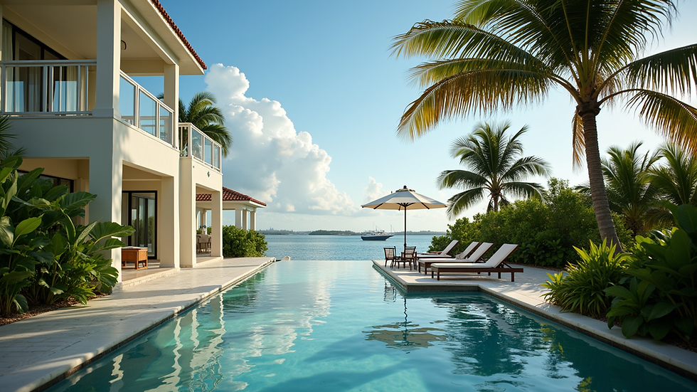 Eye-level view of a beautiful waterfront property in Key West