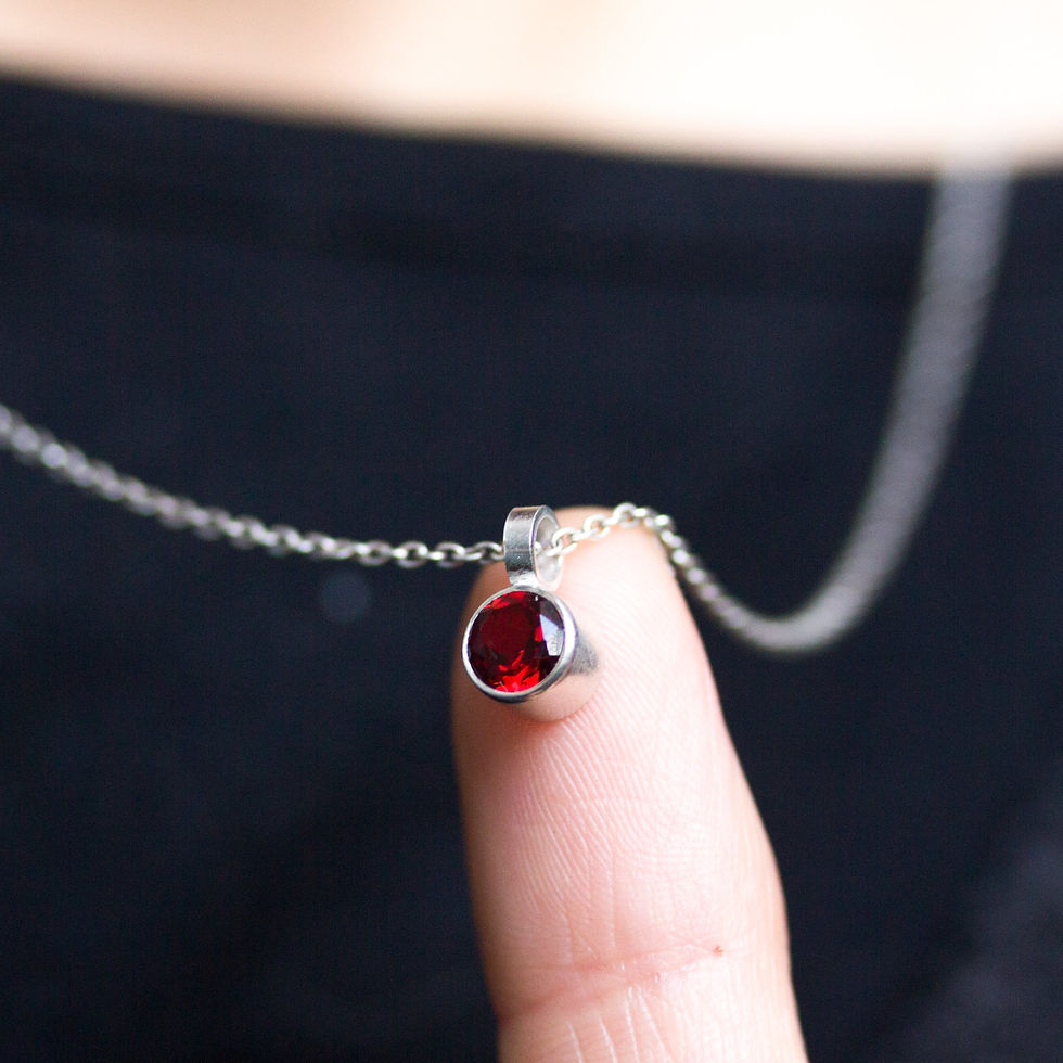 Thumbnail: Birthstone necklace - delicate minimalistic necklace with 5mm faceted stone