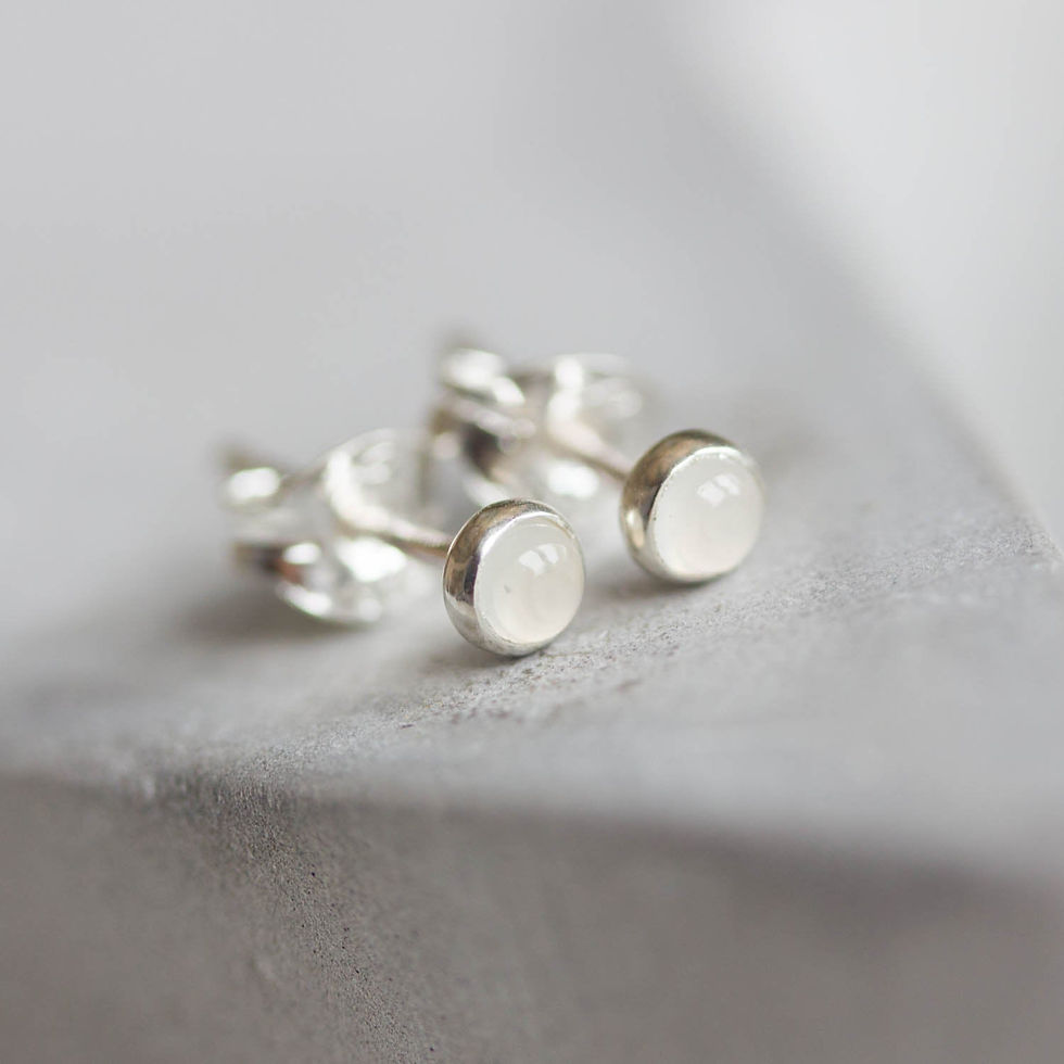 Thumbnail: White Topaz stud earrings, sterling silver or 14K gold filled, dainty earrings