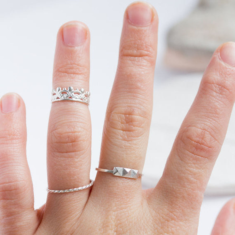 Thumbnail: Three pyramids ring, sterling silver