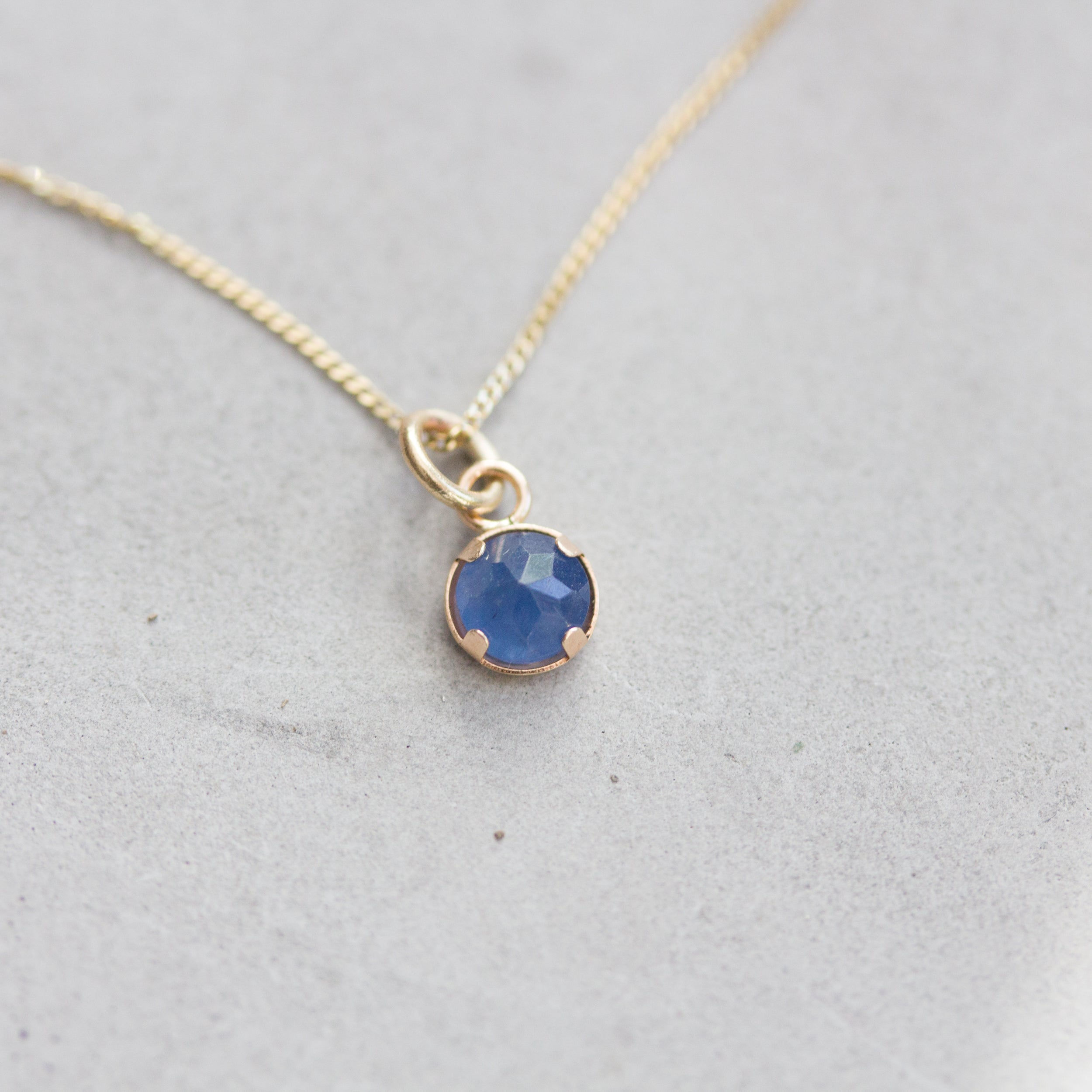 Tiny Sapphire necklace - delicate gold necklace with faceted Sapphire