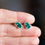 Thumbnail: Stud earrings with raw Dioptase stones, sterling silver