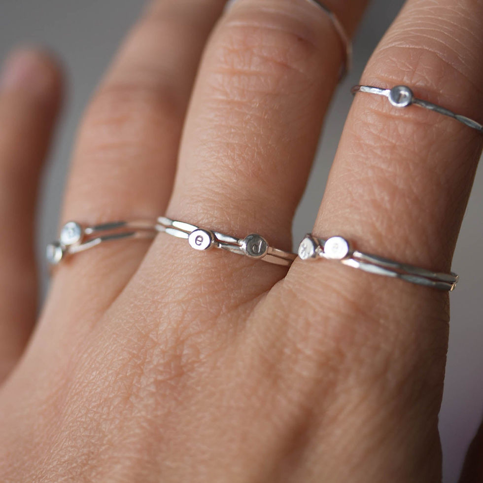 Thumbnail: Initial ring, tiny dainty stacking ring, Sterling silver stackable ring