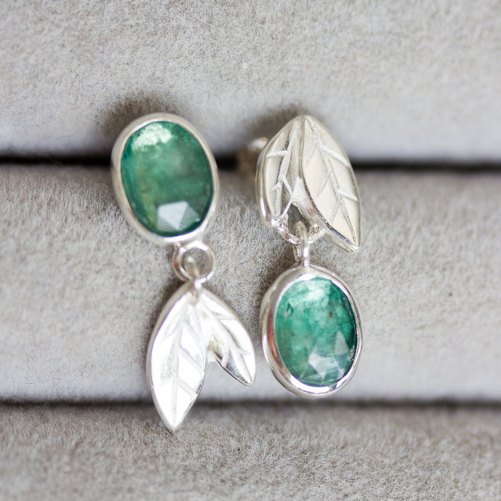 Thumbnail: Asymmetrical earrings with sea blue-green kyanite stones, sterling silver