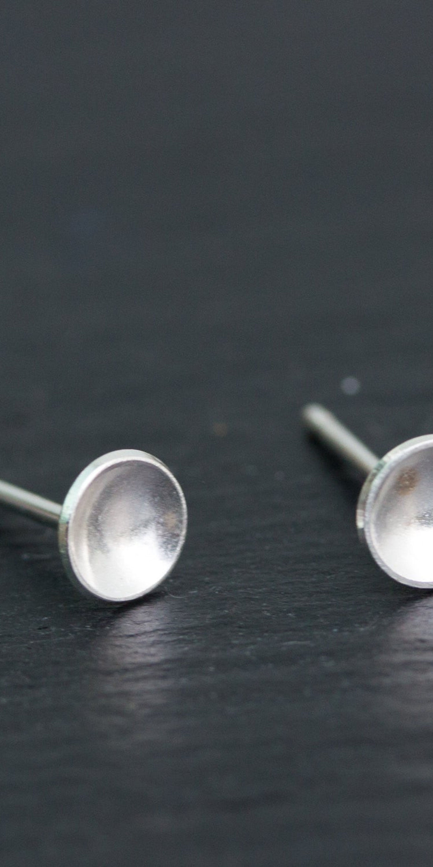 Cup stud earrings, sterling silver