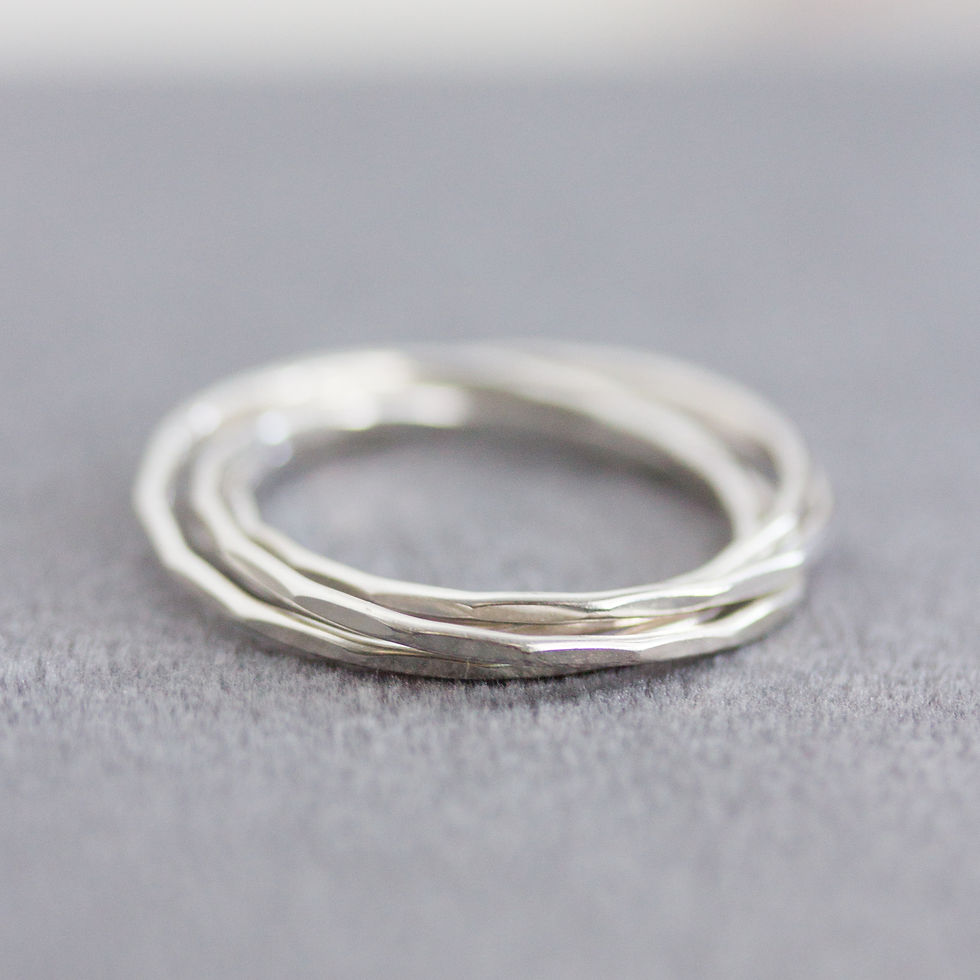 Thumbnail: Interlocking ring made of 4 tiny bands, sterling silver or gold