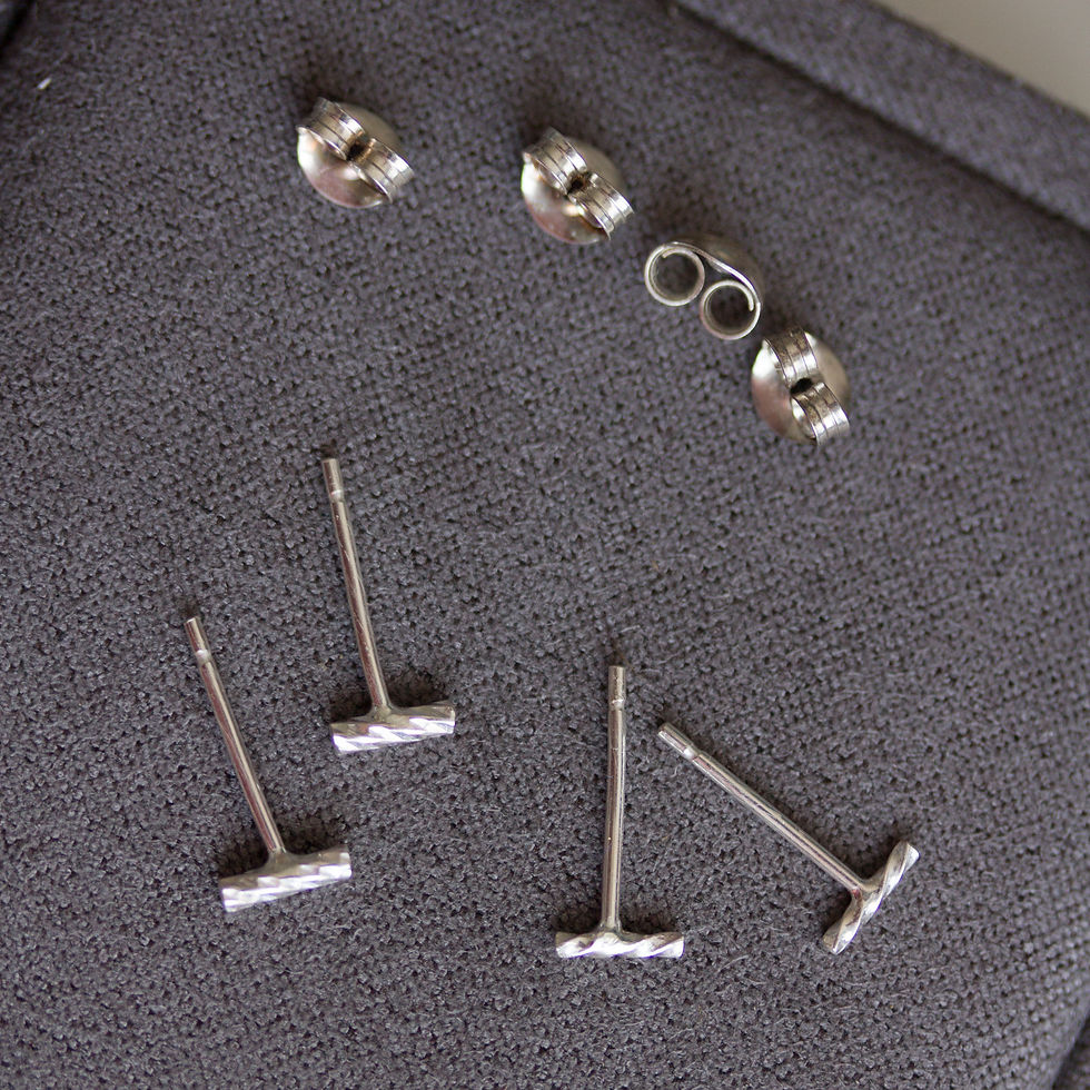 Thumbnail: Twisted bar stud earrings - sterling silver