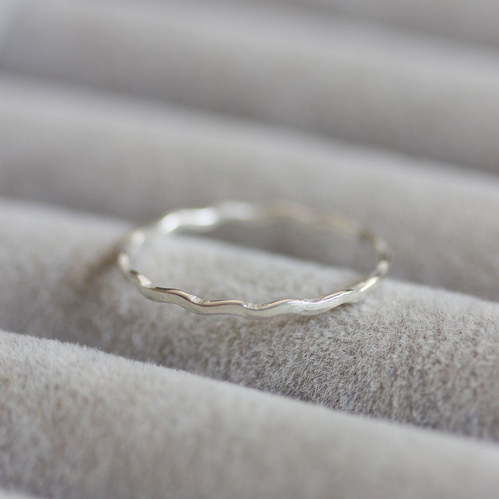 Thumbnail: Skinny wave ring - tiny stackable ring