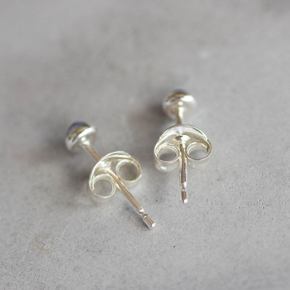 Thumbnail: Tanzanite stud earrings, sterling silver or gold, dainty earrings