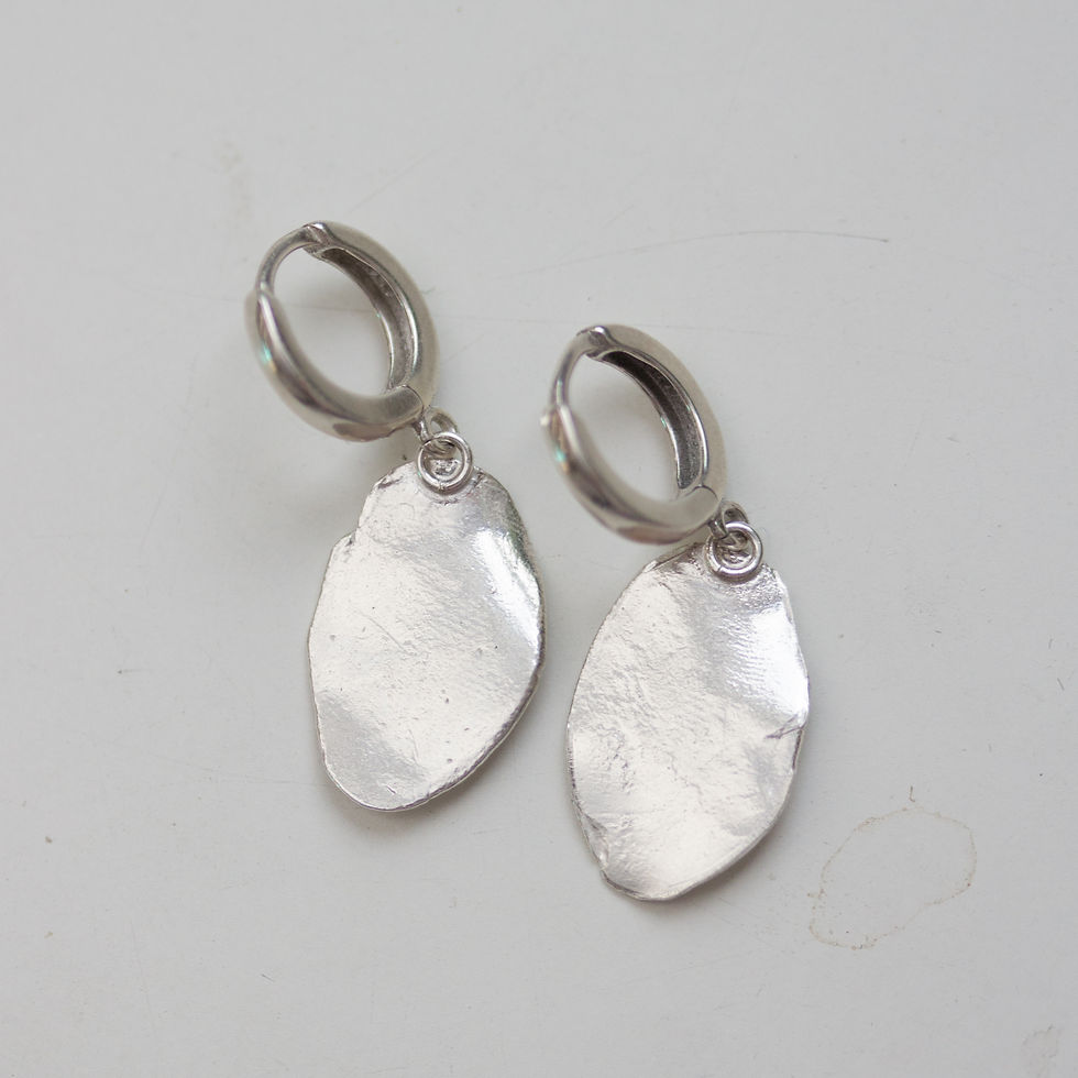 Thumbnail: Earrings with grass spikelet impression, sterling and fine silver