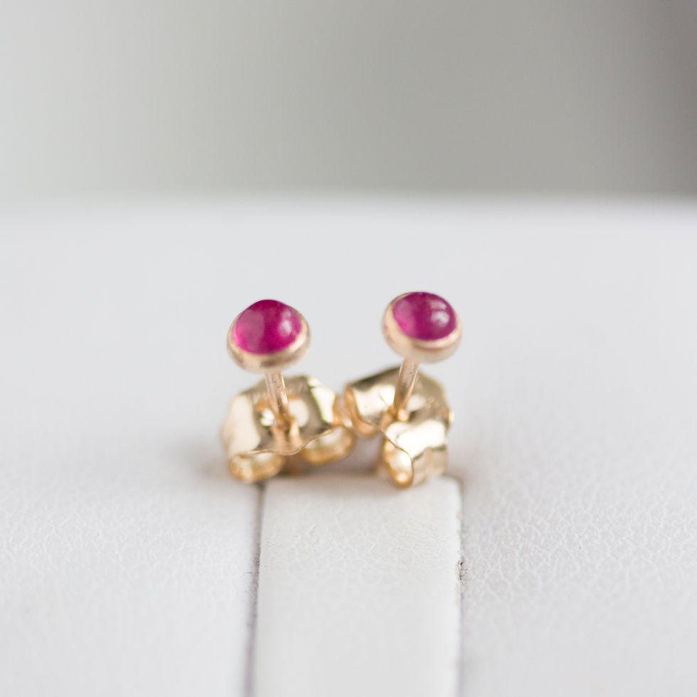 Thumbnail: Pink sapphire stud earrings, sterling silver or gold