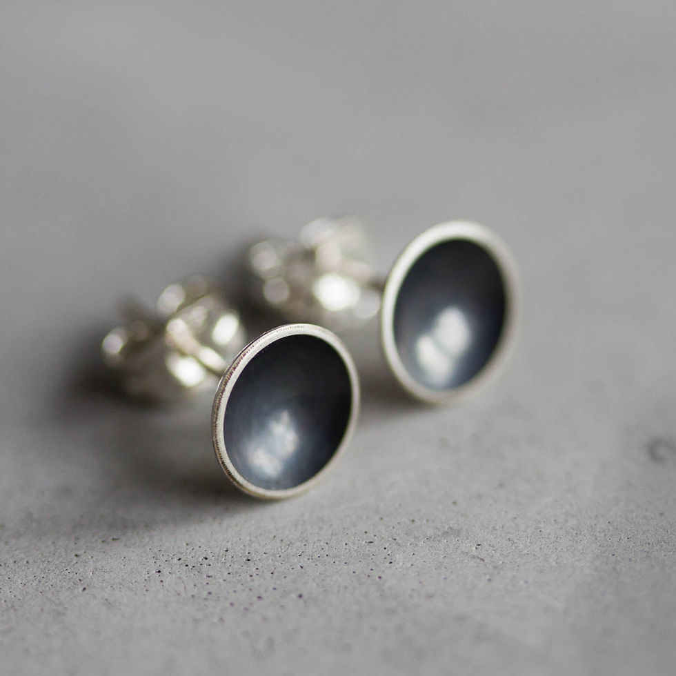Thumbnail: Black cup stud earrings