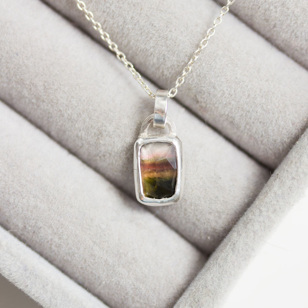 Thumbnail: Watermelon Tourmaline necklace - delicate necklace with pink, yellow and green t
