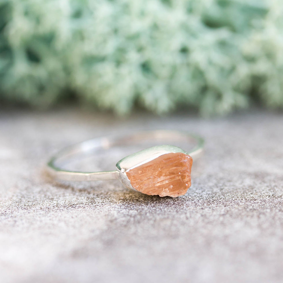 Thumbnail: Raw Topaz ring in Sterling Silver, rough golden yellow topaz