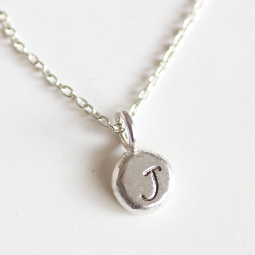 Thumbnail: Initial necklace, dainty initial pendant, sterling silver, uppercase