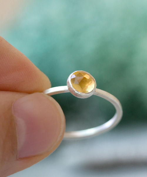 Thumbnail: Citrine ring - skinny stackable for November