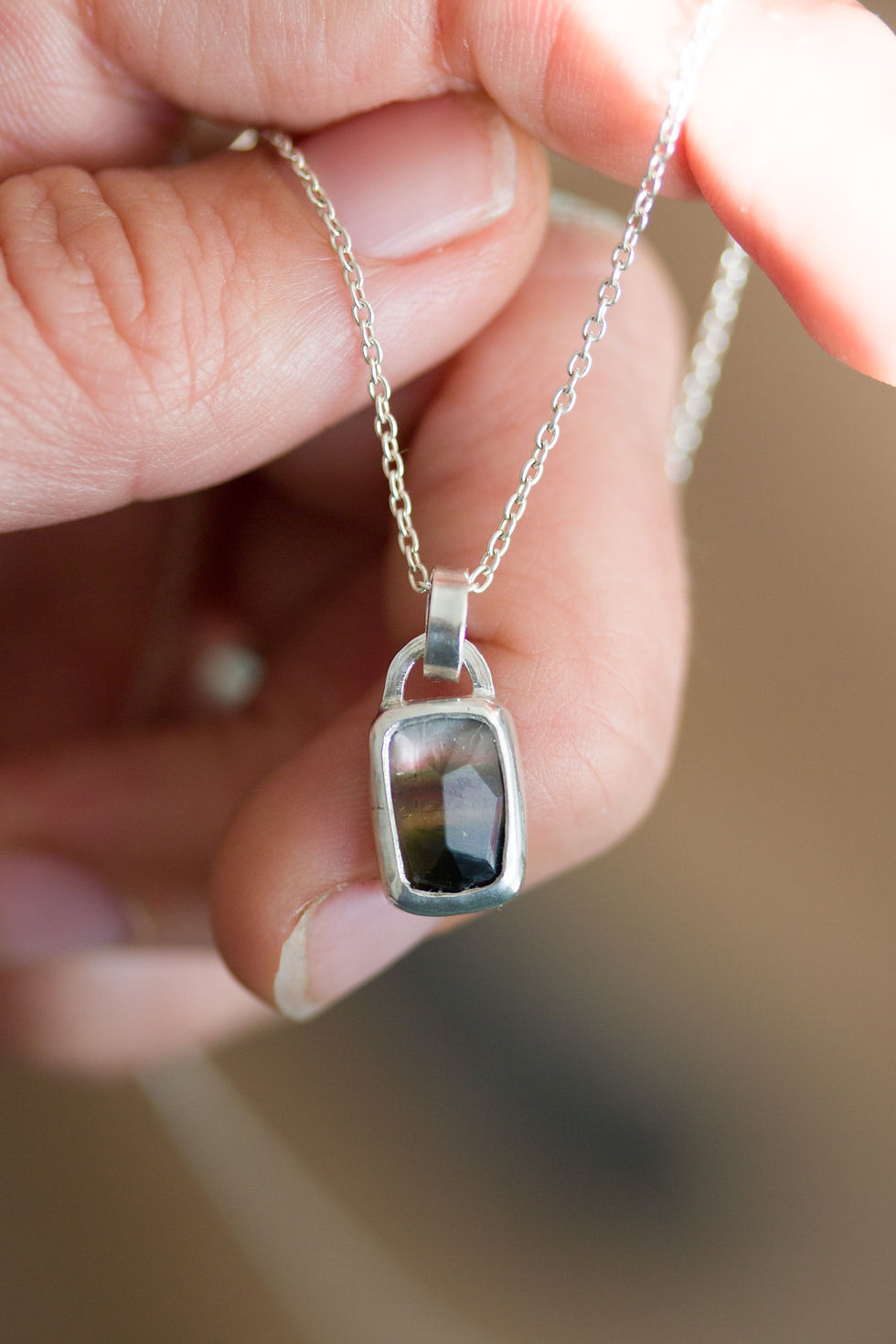 Thumbnail: Watermelon Tourmaline necklace - delicate necklace with pink, yellow and green t