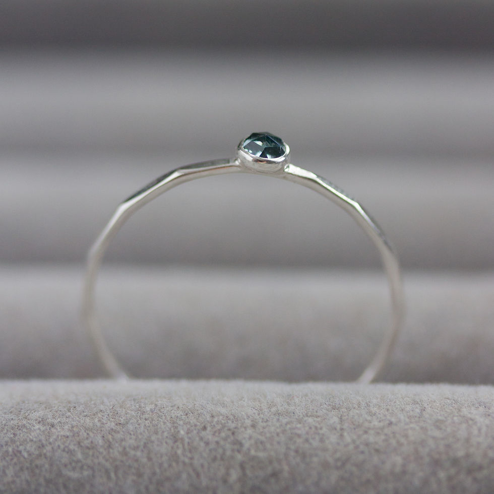 Thumbnail: Sapphire ring - skinny stackable ring with Montana Sapphire stone