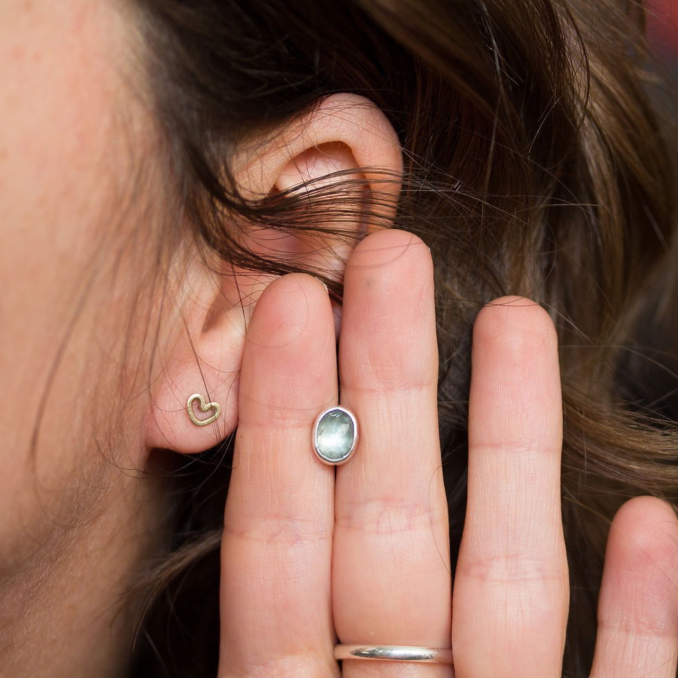 Thumbnail: Steel blue Kyanite stud earrings, sterling silver