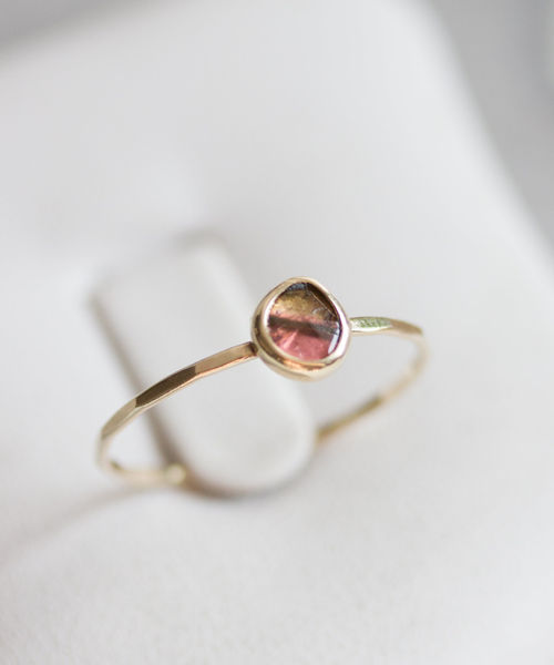 Thumbnail: Bi-color Tourmaline ring - skinny stackable ring