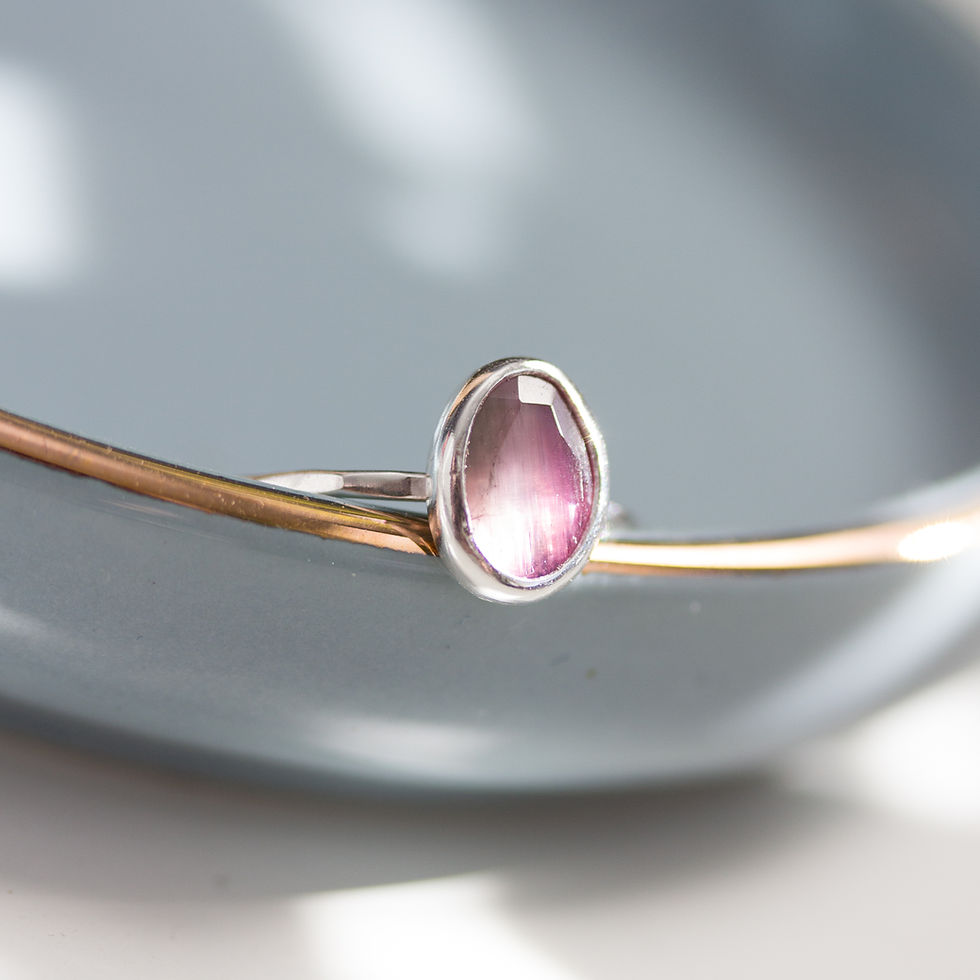 Thumbnail: Bi-color Tourmaline ring (bigger stone) - skinny stackable ring