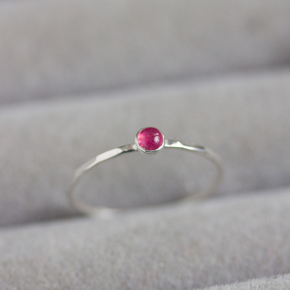 Thumbnail: Pink sapphire ring - skinny stackable