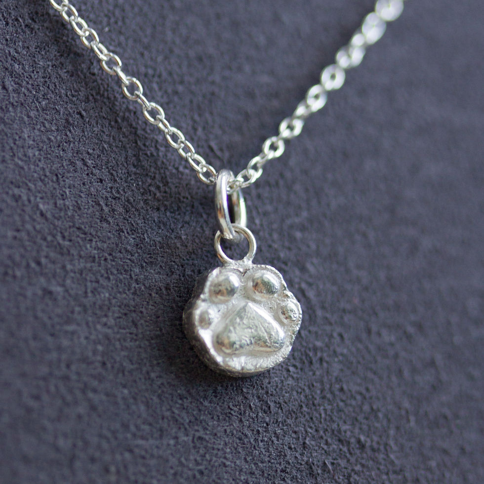 Thumbnail: Cat paw pendant - fine silver charm necklace