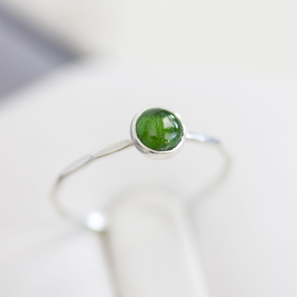 Thumbnail: Chrome Diopside - stackable ring in silver or gold