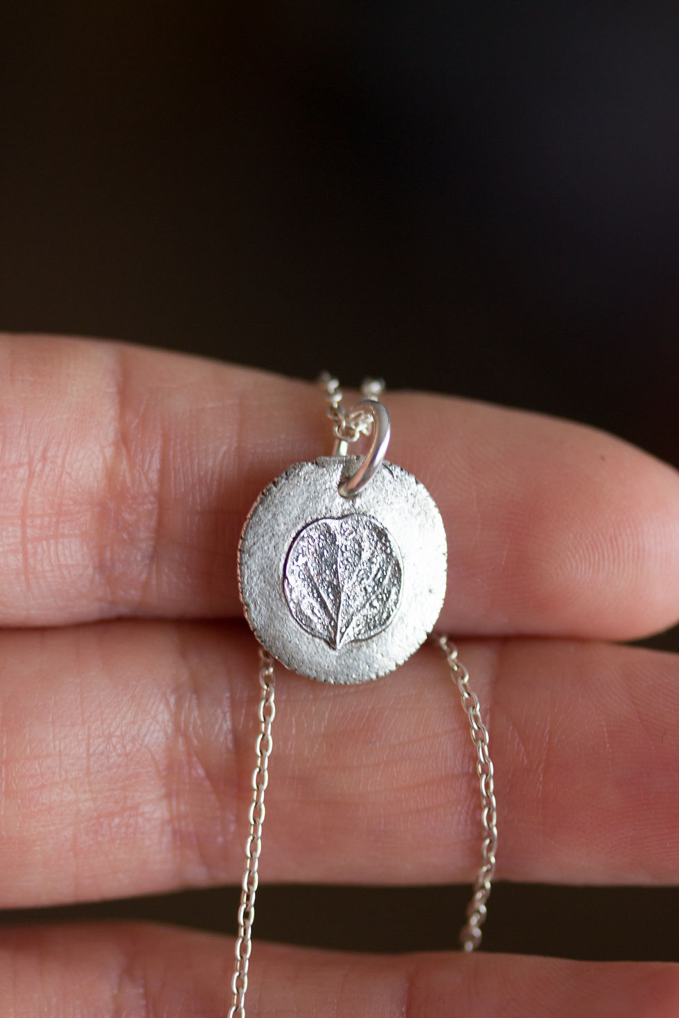 Thumbnail: Hydrangea - nature inspired necklace with hydrangea petal imprint
