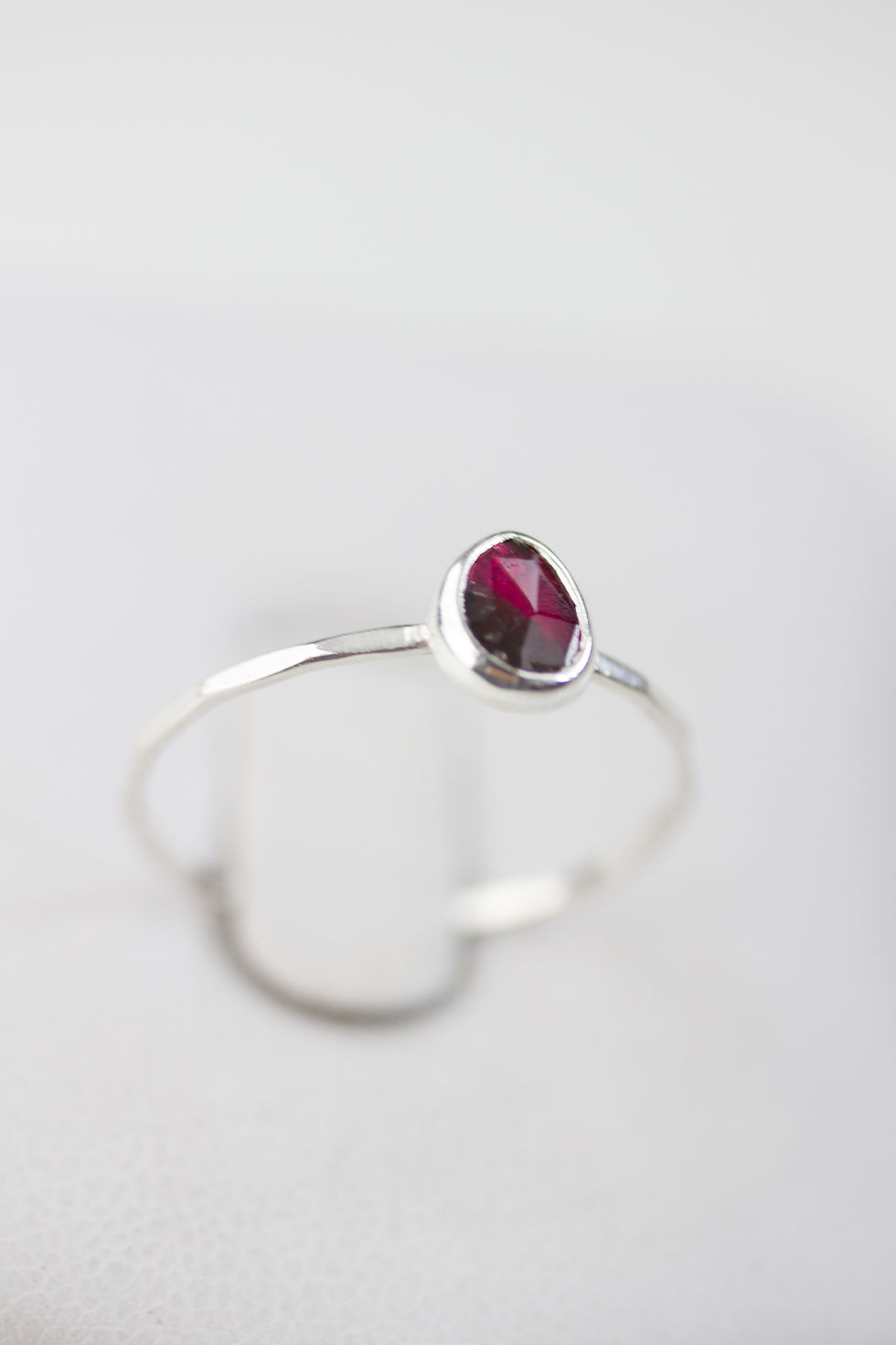 Thumbnail: Bi-color Tourmaline ring - skinny stackable ring with pink-black stone